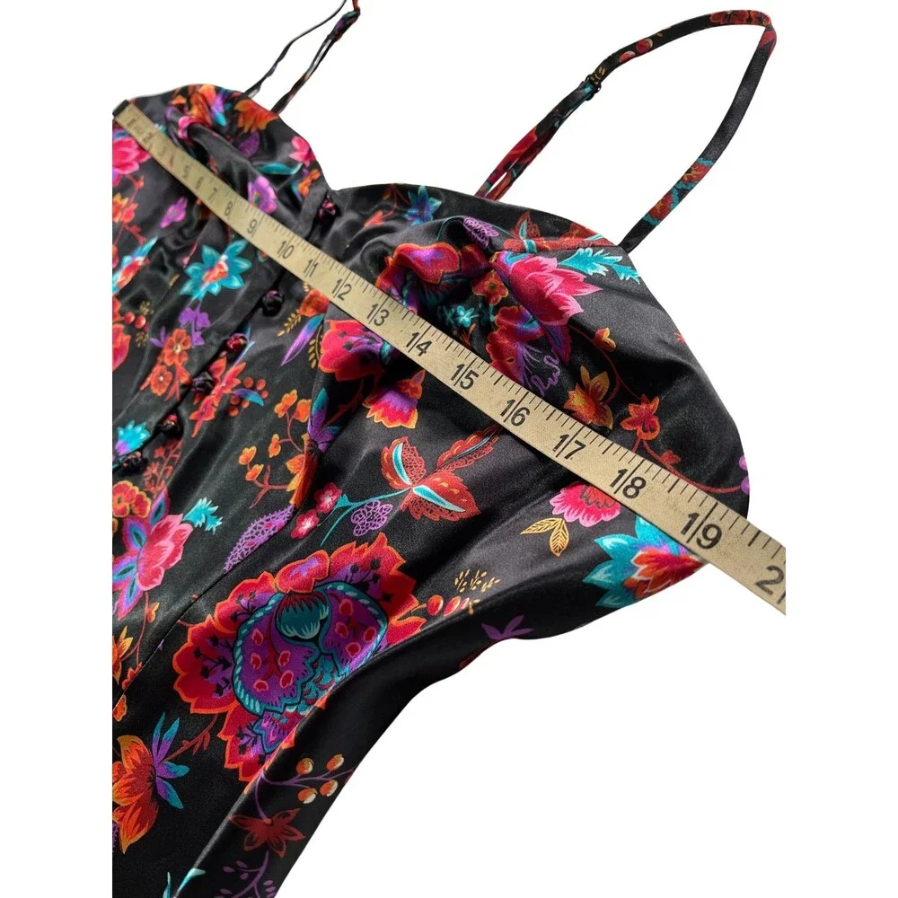 Vintage 90s Cacique Lingerie Negligee Romper Black‎ Floral Sleepwear Sexy L